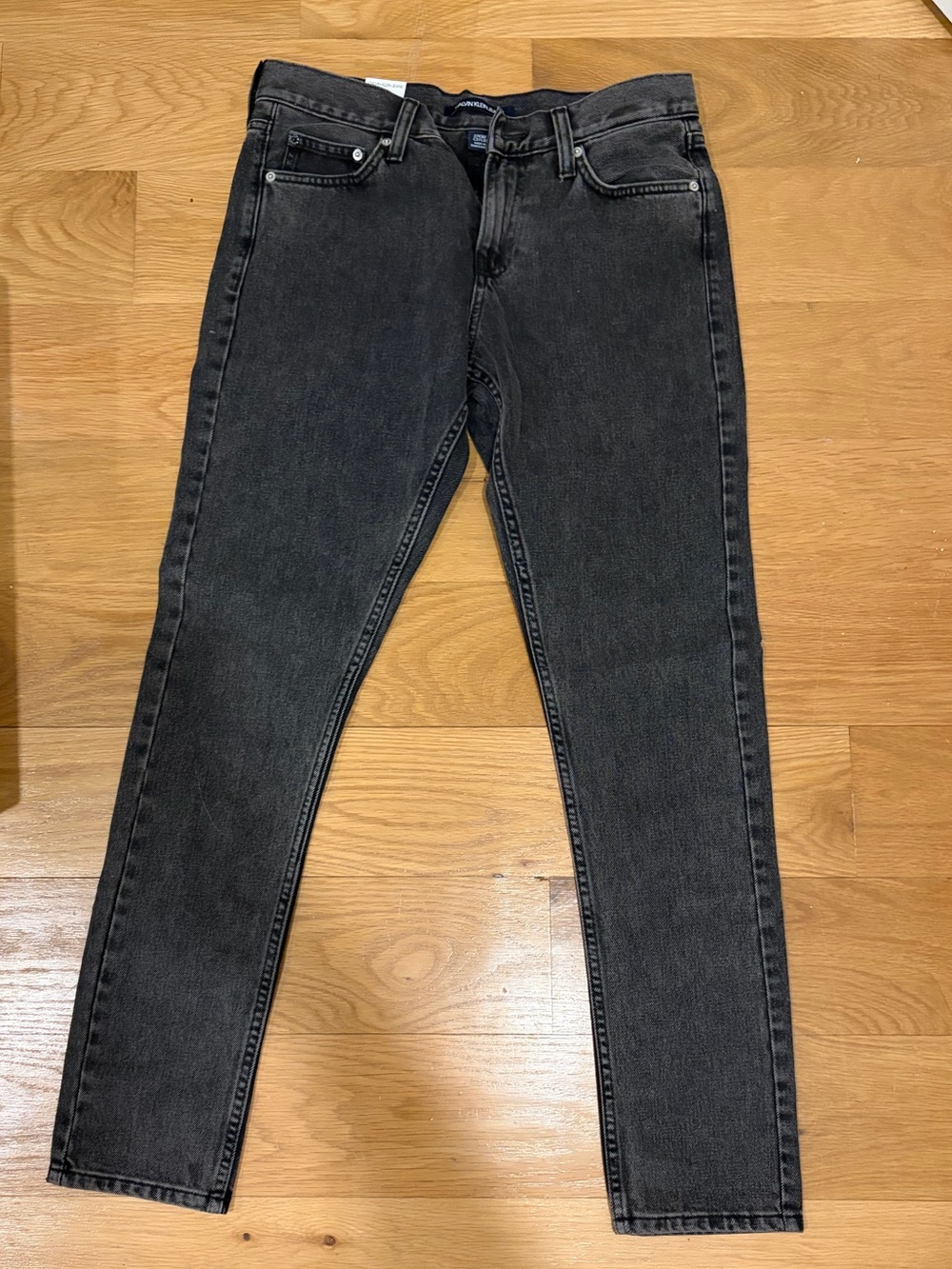 Calvin Klein Jeans Straight Leg Washed Black Denim